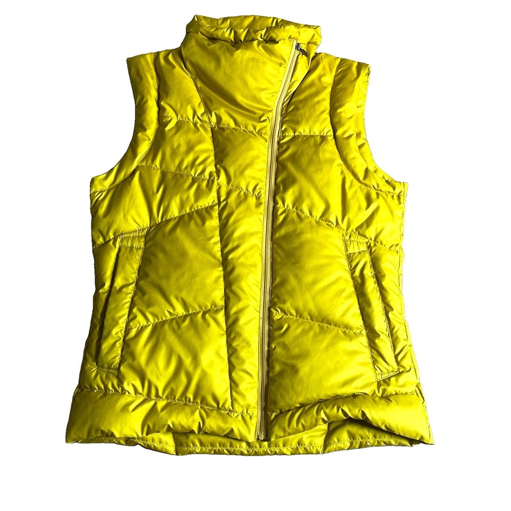 NAU 100% Goose Down Yellow Vest Womens Size Small Zip-Front Zip-Pockets